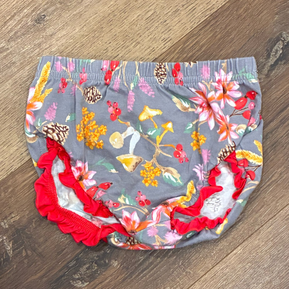 Matilda Jane Gray/Blue Fall Pinecone Mushroom Diaper Cover Bloomers 12-18m